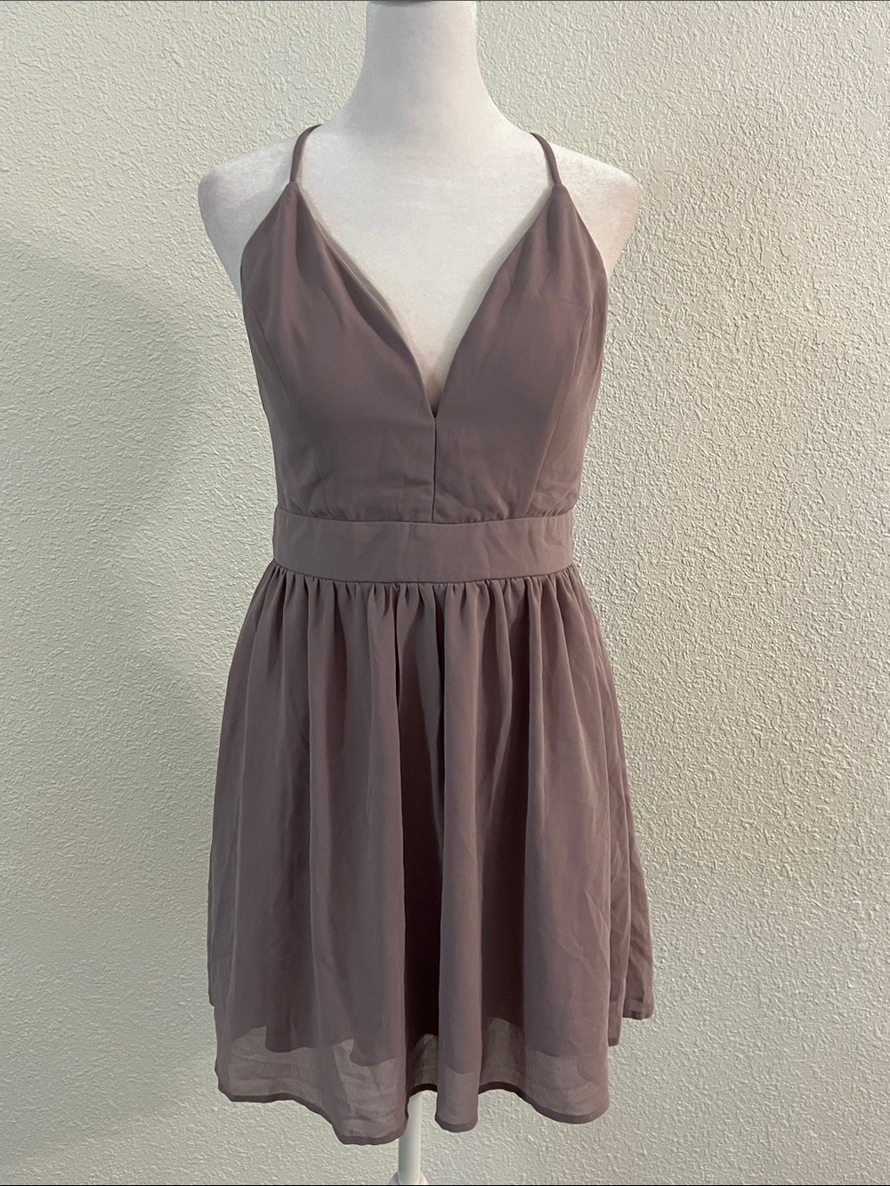Speechless Mauve Spaghetti Strap V-Neck Mini Dress